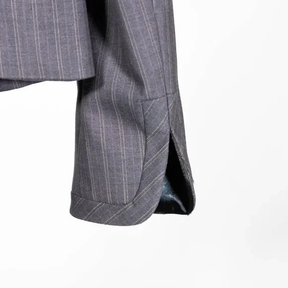 Banana Republic Women's Blazer Gray Striped Stretch Preppy Career Suit Jacket 0 - Picture 9 of 9